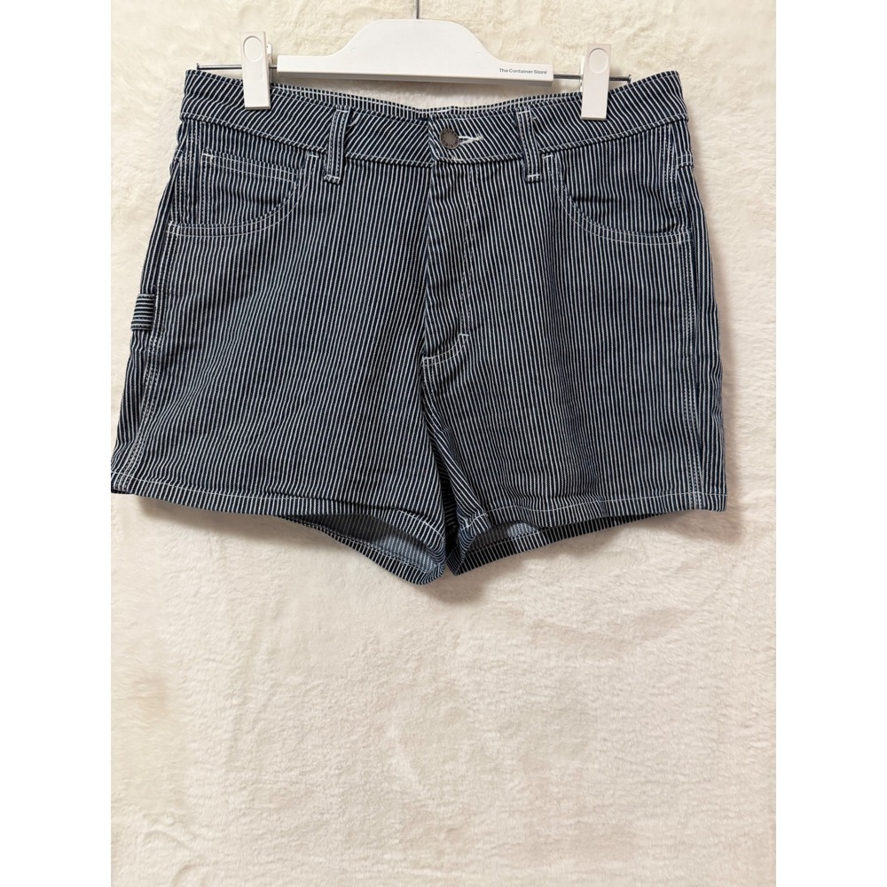 Dickies Hickory Stripe Carpenter Shorts Womens 29 Navy White Utility Workwear